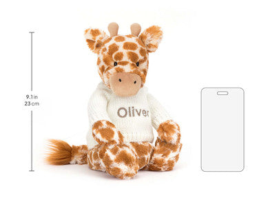 Bashful Giraffe with Personalised Cream Jumper