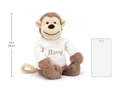Bashful Monkey with Personalised Cream Jumper