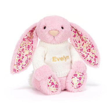 Blushkin Blossom Luxe Bunny with Personalised Cream Jumper