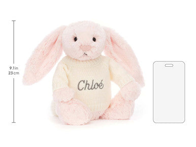 Bashful Pink Bunny with Personalised Cream Jumper
