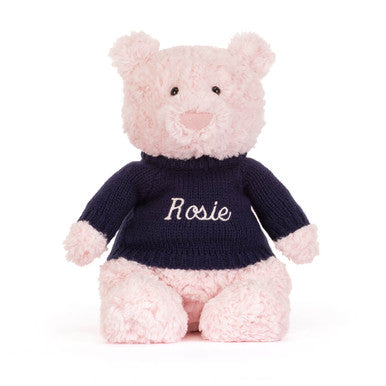 Leola Bear with Personalised Navy Jumper