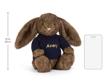 Hoppleston Luxe Bunny with Personalised Navy Jumper