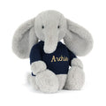 Bashful Luxe Elephant Thuddeus with Personalised Navy Jumper