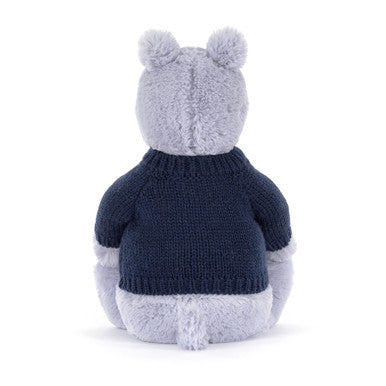 Bashful Hippo with Personalised Navy Jumper
