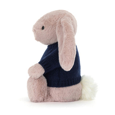 Bashful Luxe Bunny Rosa with Personalised Navy Jumper