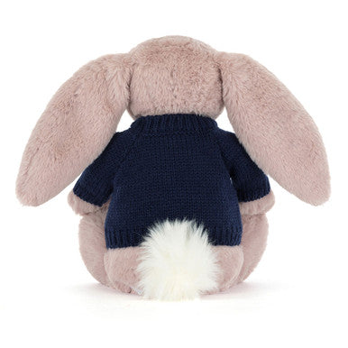 Bashful Luxe Bunny Rosa with Personalised Navy Jumper