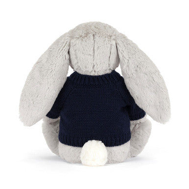 Blossom Silver Bunny 'Bloom' with Personalised Navy Jumper