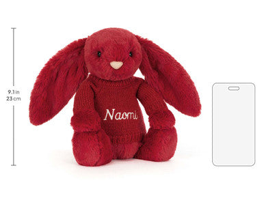 Bashful Luxe Bunny Scarlett with Personalised Red Jumper
