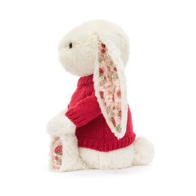 Blossom Cream Bunny 'Berry' with Personalised Red Jumper